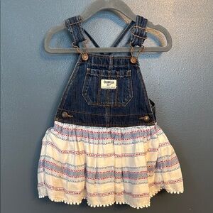 OshKosh B'gosh Blue and White Denim Overalls